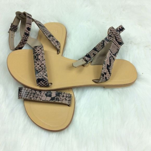 ASOS Fancy Me Ankle Strap Snakeskin Sandal Size 4 - Picture 2 of 5